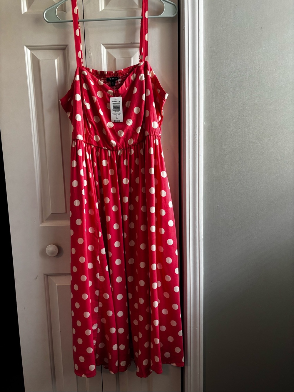torrid wild rose Pink dress with white polka dots, sweetheart Dress